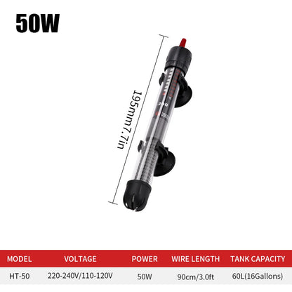 110V-220V Adjustable Temperature Thermostat Heater Rod 25W/ 50W/ 100W/ 200W/ 300W Submersible Aquarium Fish Tank Water Heat