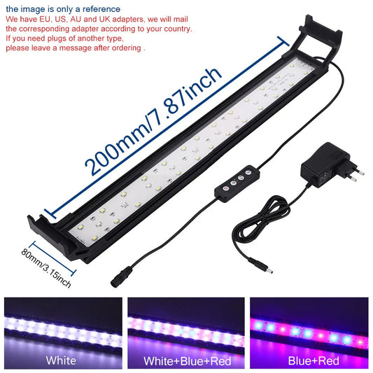 Full Spectrum Planted Aquarium LED Lighting 20-63Cm 110V-240V External Controller, with Extendable Brackets, Fish Tank Light