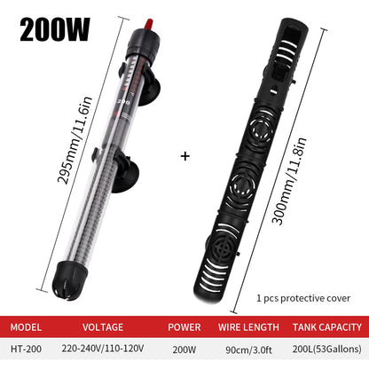 110V-220V Adjustable Temperature Thermostat Heater Rod 25W/ 50W/ 100W/ 200W/ 300W Submersible Aquarium Fish Tank Water Heat