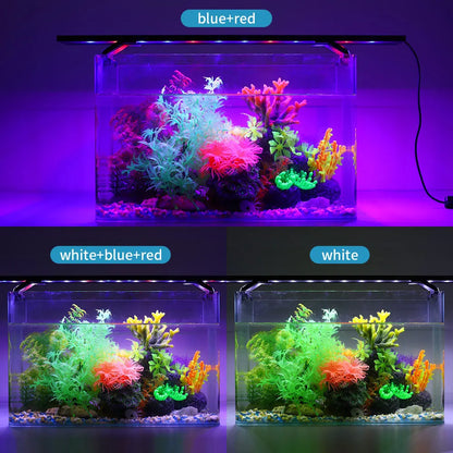 Full Spectrum Planted Aquarium LED Lighting 20-63Cm 110V-240V External Controller, with Extendable Brackets, Fish Tank Light