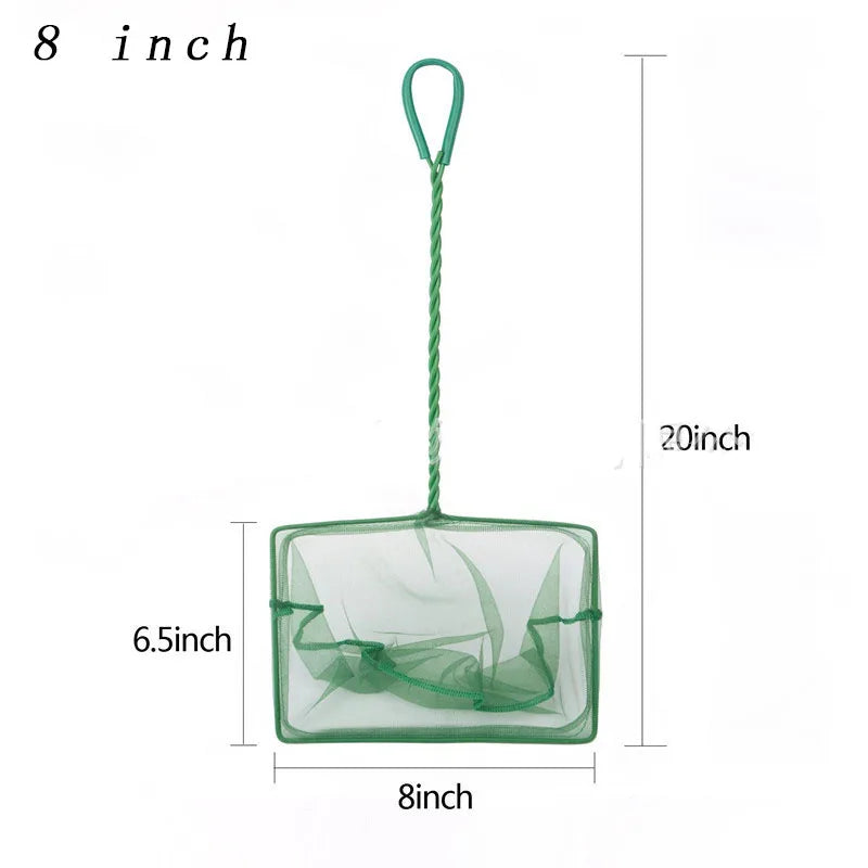 Portable Fish Net Long Handle Square Aquarium Accessories Fish Tank Landing Net Fishing Net Fish Floating Objects Cleaning Tool